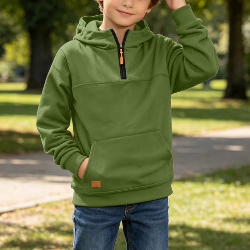 Hoodies for Boys Fleece Fashion Pullover Quarter Zip Hooded Sweatshirt - image 3