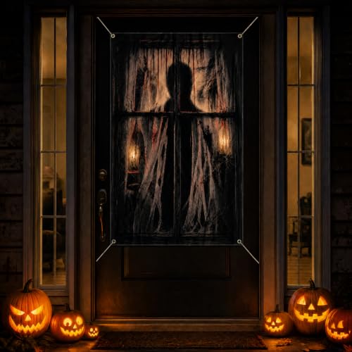 Ofrinxs Halloween Window Decorations, 2 Pcs Scary Door Cover Curtains - image 4