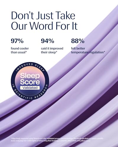 Image of REST Evercool Cooling Comforter, King /Cali King, Blanket for Hot Sleepers, All Season Bedding to Keep Cool for Night Sweats, Breathable Lightweight Blanket, 106x90 Inches, Lavender Breeze