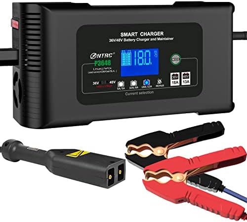 Golf Cart Battery Charger 36V 18A and 48V 13A Trickle Battery Charger,36 Volt Golf Cart Charger,for EZGO TXT Text with Powerwise,Lithium, LiFePO4, Lead-Acid AGM/Gel/SLA..Battery Charger,D Style Plug