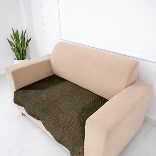 Image of Homerz Premium Petal Charm Sofa Cover | Embossed Floral Pattern | Soft Touch, Anti-Dust & Easy Wash Fabric Cloth, Washable and Durable (Brown, 2 Seater, Only Seat Cover)
