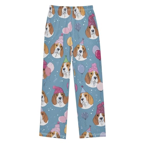 ZZXXB Beagle Birthday Balloons Boys Long Pants Soft Trousers Elastic Waist Kids Lounge Bottoms with Pockets S-XL