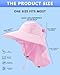 SENWAI Womens Sun Hat Outdoor UV Protection Wide Brim Fishing Hat with Ponytail Hole Neck Flap for Beach Hiking Camping, Pink