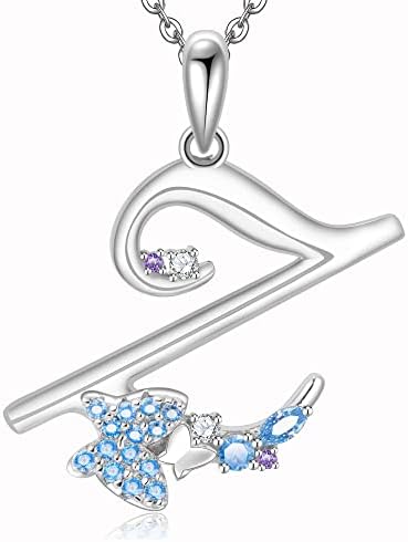 ULOMEOO Initial Necklace for Women 925 Sterling Silver Butterfly Letter Pendant with Crystal Jewellery Gift Mum Grandma Wife Daughter Girlfriend