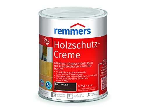 Remmers Holzschutz-Creme 3in1 palisander, 0,75 Liter, tropffreie Holzlasur für aussen, 3in1: Imprägnierung, Grundierung & Lasur in EINEM Arbeitsgang