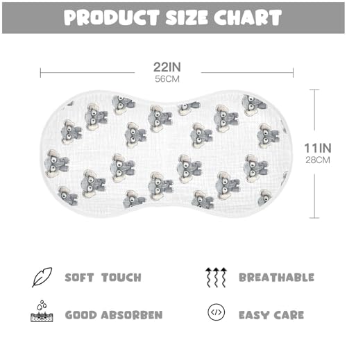 vvfelixl Muslin Burp Cloths Cartoon Gray Elephant Wear Glasses Baby Washcloths for Baby Girl Boys 2 Pack2