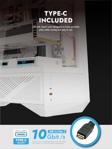 Image of darkFlash DY460 ATX Full Tower PC Case, 4 ARGB Fans, High Airflow,White | 330 Panoramic Glass, 4 ARGB PWM Fans, USB-C 10Gbps, 360mm Radiator, 400mm GPU Clearance, 10-Fan Support, PSU Chamber