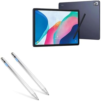 BoxWave Stylus Pen Compatible with TCL NxtPaper 12 Pro - AccuPoint Active Stylus 2-Pack, Electronic Stylus with Ultra Fine Tip - Metallic Silver
