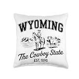 Wyoming Cowboy State Est 1890 Hometown Pride Vacation Throw Pillow