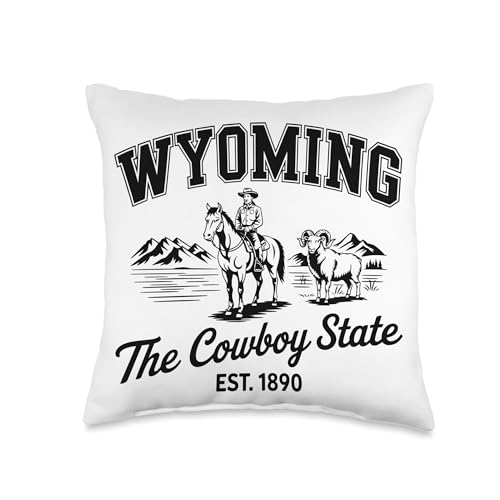 Wyoming Cowboy State Est 1890 Hometown Pride Vacation Throw Pillow