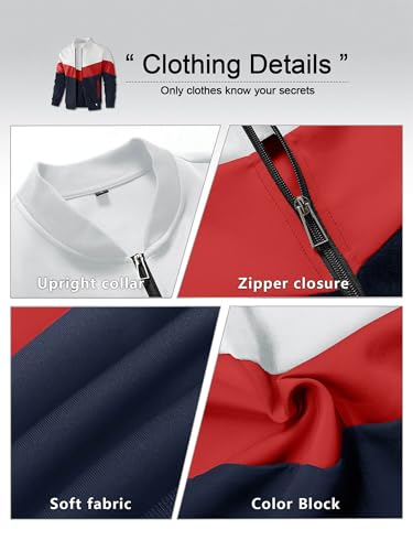 Image of HYPESTFIT Mens Lightweight Jacket Casual Bomber Jacket Color Block Varsity Coat