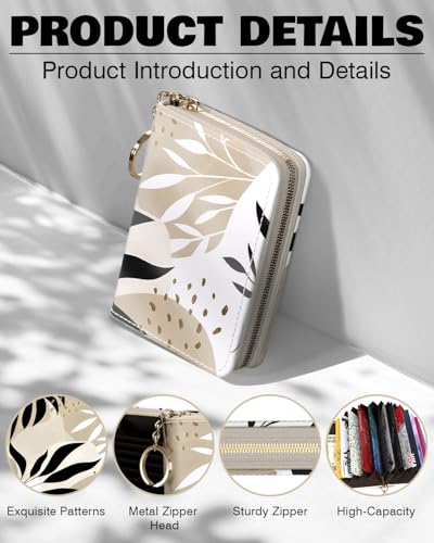 Image of Credit Card Holder, Stylish RFID-Blocking Slim Wallet, Black Leaf | Stylish RFID-Blocking Women's Slim Wallet Perfect for Business and Everyday Use, Keep Your Belongings Safe and Organized