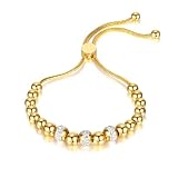 Agriajun Gold Ball Chain Bracelet for Women Men - Fashion Trendy Teen Girl Beaded Delicate Adjustabl