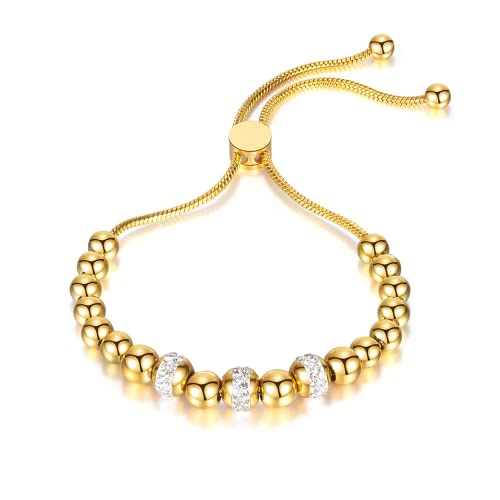 Agriajun Gold Ball Chain Bracelet For Women Men - Fashion Trendy Teen Girl Beaded Delicate Adjustable Charm Sliding Knot Statement Jewelry Gift #TOP27
