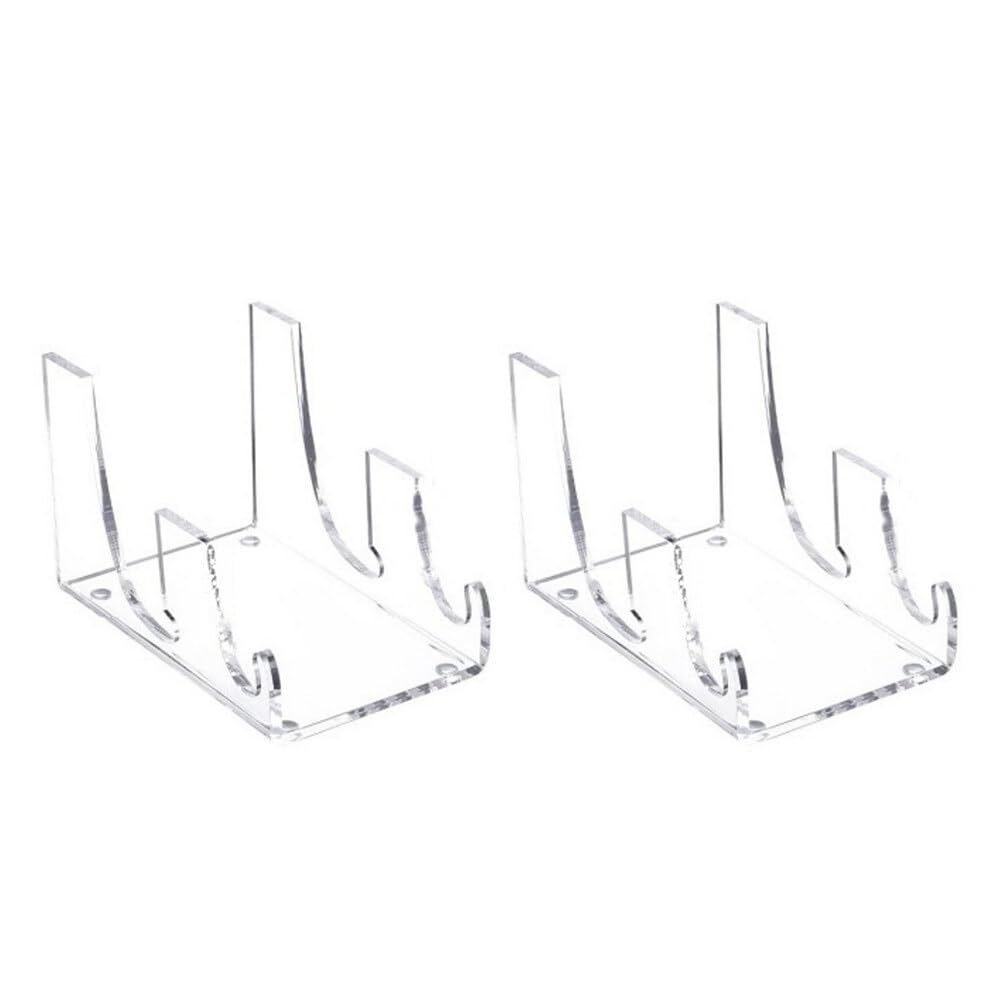 Surakey Soporte de exhibición de vajilla de 2 niveles para platos de cocina, platos de porcelana, soporte de exhibición de platos, soporte de exhibición de platos transparente (2 piezas)