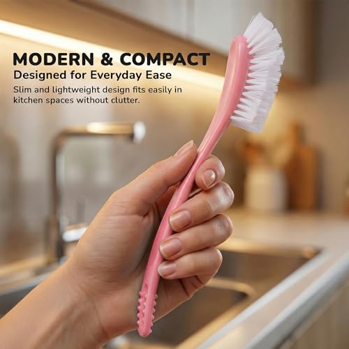Image of Baybee Premium Baby Bottle Cleaning Brush | Easy to Hold Silicone Bottle Cleaning Brush | Baby Feeding Bottles, Nipple, Straw, Vase & Glass Cleaner | Silicone Brushes for Bottles (2Pcs - Pink)