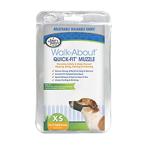 Image of Four Paws Walk-About Adjustable Quick-Fit Dog Muzzle, Black, X-Small