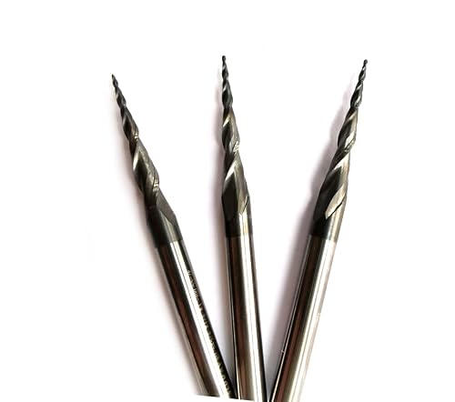 3Pcs Cnc Carving 4.82 Deg Tapered Angle Ball Tip Radius=0.5Mm X 1/4" Shank Tungsten Solid Carbide Hrc55 With Tiain Coated Router Bits #TOP2