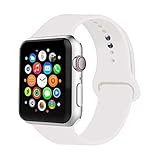 IYOU Sport Band Compatible with Watch Band 38MM 42MM 40MM 44MM, Soft Silicone Replacement Sport Strap Compatible with 2018 Watch Series 5/4/3/2/1(White,38MM, S/M)
