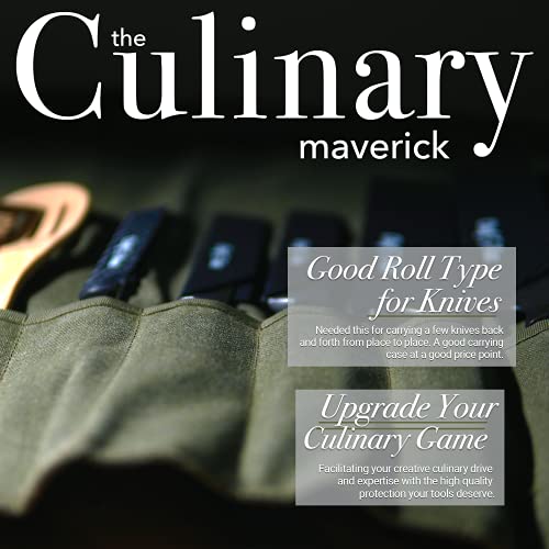 Elite Chef Knife Roll | 16Oz Ultra Waxed Canvas Knife Case | 12+ Slots For Knives & Kitchen Tools | W/Carrying Strap | Knife Organizer For Pro Chefs | Tools Not Included, Bag Only #TOP5