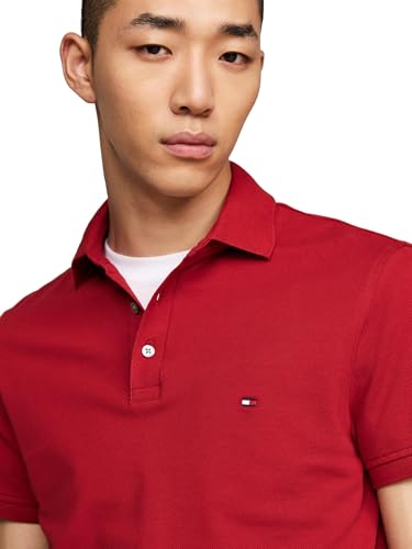 Image of Tommy Hilfiger Men's Short Sleeve Polo Shirts in Regular Fit With Stretch and Organic Pique Cotton