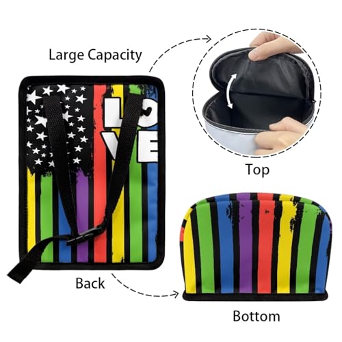 Image of Colorful LGBT Flag Hanging Car Trash Bin for Vehicle SUV Truck,Leak Proof Vehicle Garbage Can with Lid,Washable and Adjustable Strap Trash Can for Back Seat /Console Armrest