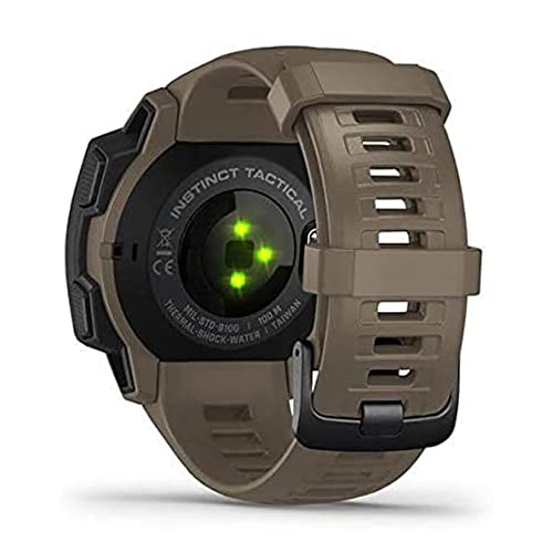 Image of Garmin 010-02064-71 Instinct Tactical, Rugged GPS Watch, Tactical Specific Features, Constructed to U.S. Military Standard 810G for Thermal, Shock and Water Resistance, Tan