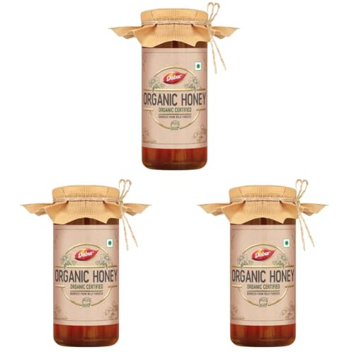 Image of Dabur Organic Honey - 300g | 100% Pure and Natural | NPOP Organic Certified | Raw, Unprocessed & Unpasteurized Honey | No Sugar Adulteration (Pack of 3)