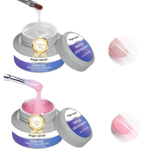 Hard Gel For Nails Builder Gel for Nails Long-lasting Nude 3D Sculpting for Nail Extension 2oz (clear&pink, 1fl.oz*2)
