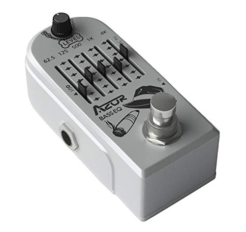 Azor 5 Band Bass Eq Effect Pedal With 10 Ft Cable Guitar Cable With Dual Mute Plug Ends #TOP2