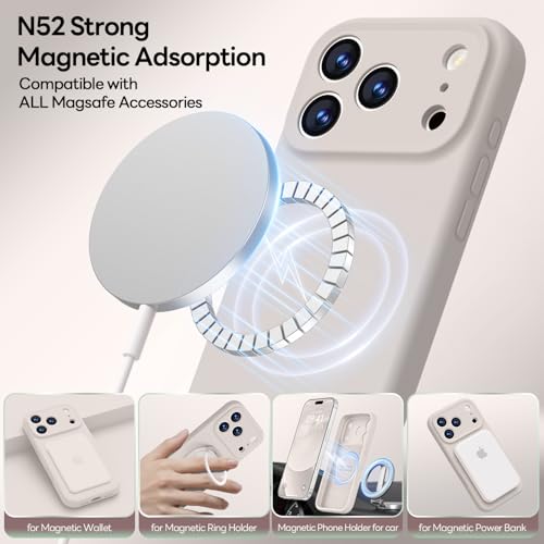 Image of LOVE 3000 Designed for iPhone 17 Pro Case, Premium Silicone [Compatible with Magsafe][Soft Anti-Scratch Microfiber Lining] Shockproof Protective Phone Case for Men Women 6.3 inch, Stone