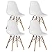 Aykah Eiffel Dining Chairs Set of 4 - Modern Dining Chair with Wood Legs - 17 inch Dining Chairs of Plastic seat - Kitchen Chair - Living Room Chair - Pre Assembled (White, Set of 4)