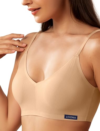 Image of Livona Lace Bralette for Women - Comfort Sports Bra Wireless Padded Bralette with Support Workout Tops Cami Crop S-XXL