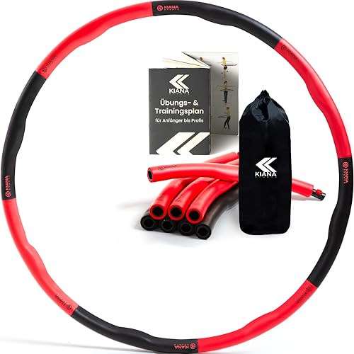KIANA SPORTS® Hula Hoop Reifen Erwachsene [1,2 & 1,5 kg] – mit Tasche & Übungsplan – Fitnessreifen zum Abnehmen – Gymnastikreifen mit Wellen – Entwicklung in Deutschland