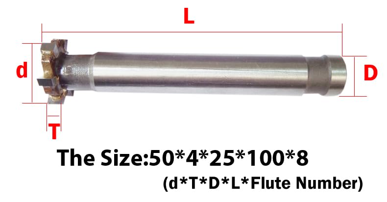 1pc 50 ミリメートル外径 8 フルート超硬超硬溶接ストレートシャンク CNC 切削工具 T タイプルータービットアリ スロット