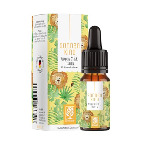 Vitamin D3 K2 Tropfen für Kinder - 100% Vegan für 300 Tage - 500 IE Vitamin D aus Flechten & 25g Vitamin K - Vitamine -Tropfen