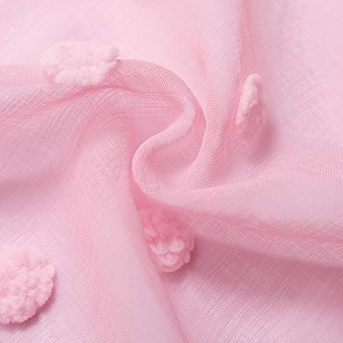 Pink Valances For Girls Room Decor Set 1 Panel Rod Pocket Pom Pom Dot Texture Curtain Valance Pretty Cute Sheer Valances For Girls Bedroom Windows Decoration 52 X 18 Inch Length Light Pale Baby Pink #TOP3