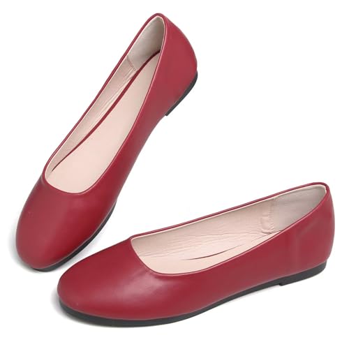 Hee grand Casual Flats for Women Round Toe Candy Color Slip On Ballet Flats Soft PU Leather Loafers Comfortable Work Flats2