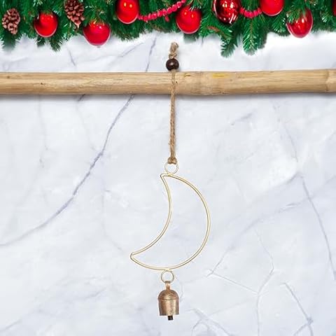 LIMBAD Handmade Christmas Metal Bells for Decorative Classic Festival Ornaments Ideal for Trees,Wreaths, Garlands Home Decor (Half Moon) Cover