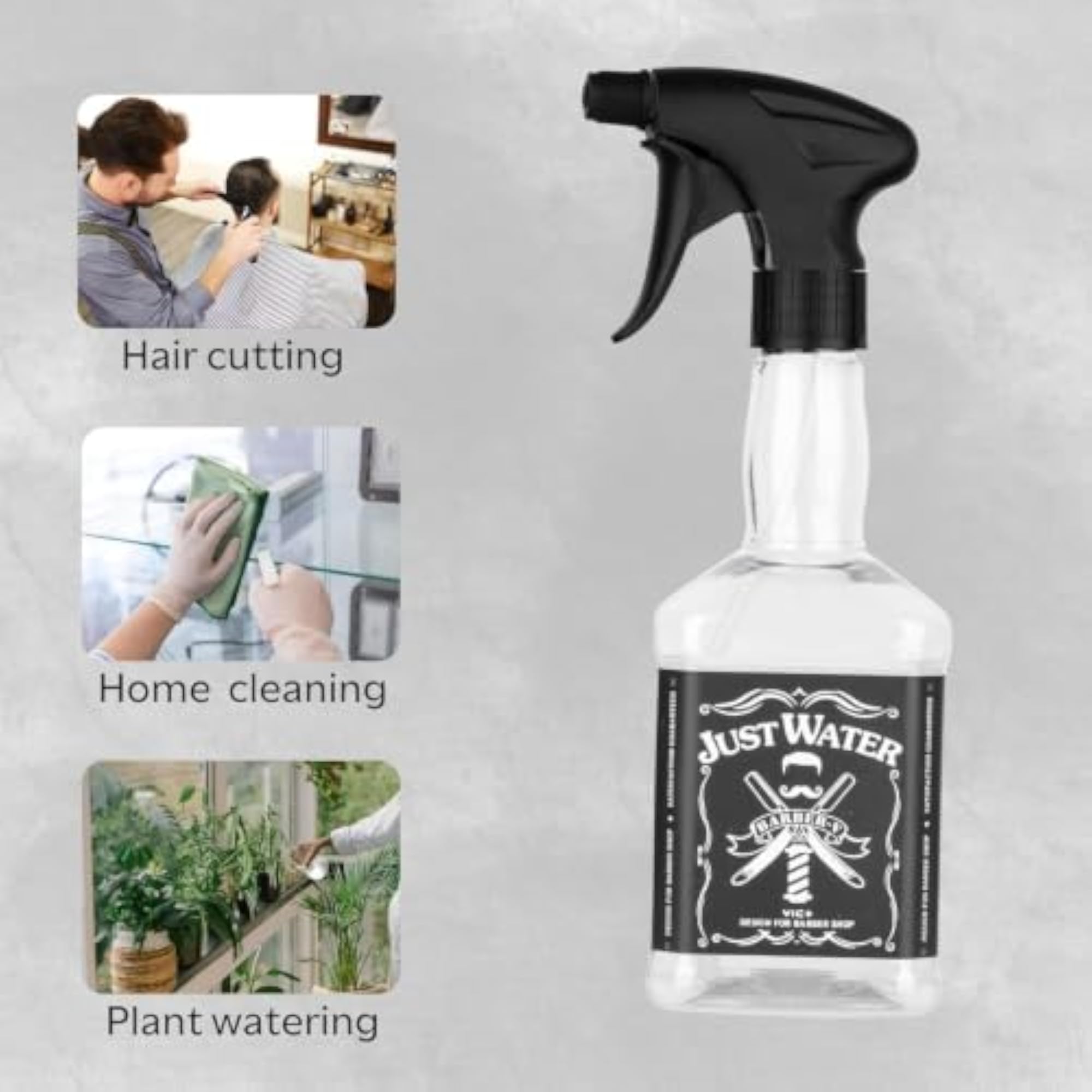 Vintage Barber Water Spray Bottle, Adjustable Fine Mist & Stream Nozzle