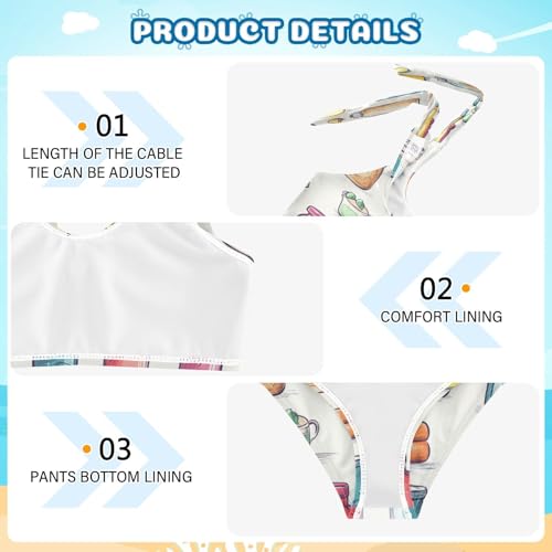 Bottles Lemon Colorful Hearts Strawberry Girls Tankini Swimsuit Kids Bikini Sets 2 Pcs Bathing Suit 3T4