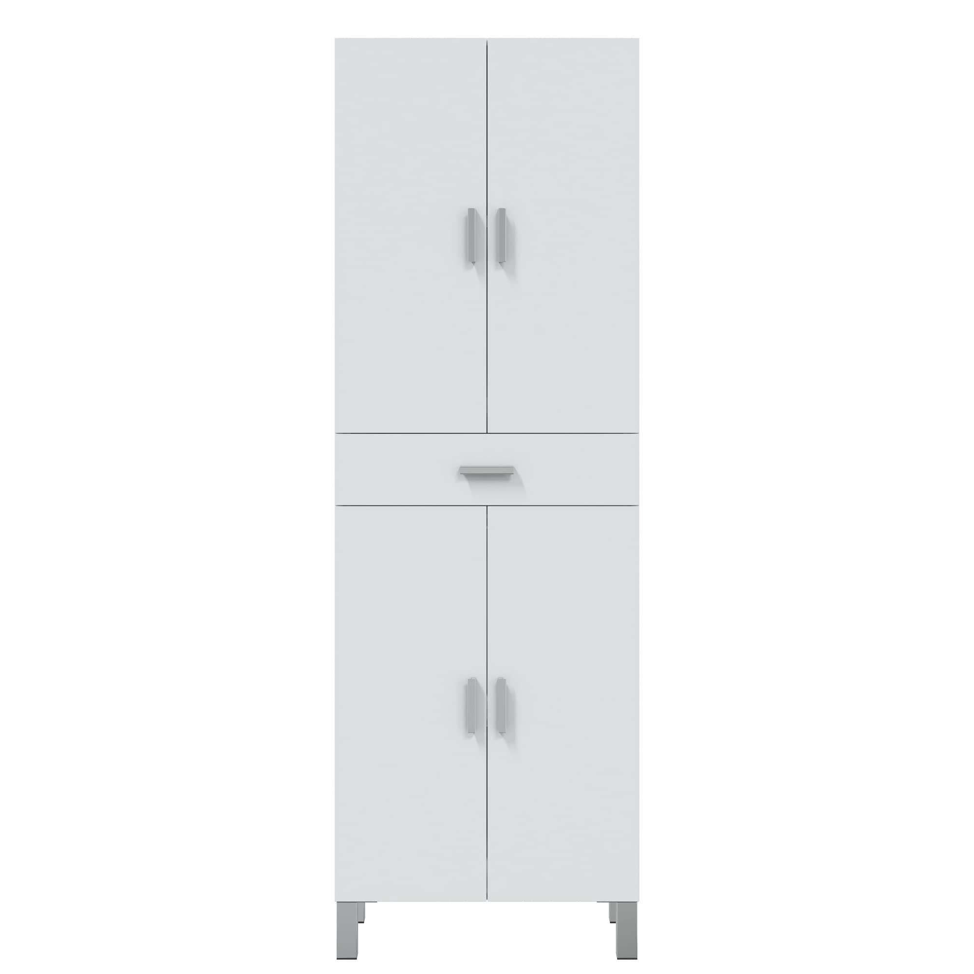 HOMN LIVING Armario de baño Alan 4 Puertas 1 Cajón, Acabado en Color Blanco Brillo, 60 cm (Ancho) x 29 cm (Fondo) x 182 cm (Alto)