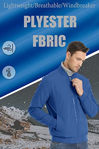 Tacvasen Men's Jacket-Lightweight Thin Sportwear Varsity Bomber Coat, Royal Blue L #TOP5