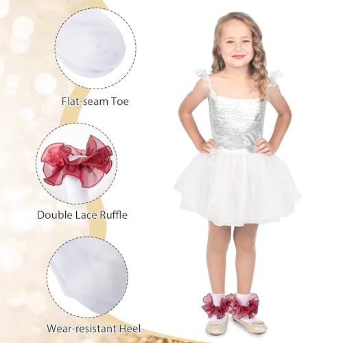 Girls Ruffle Socks Toddler Girl Gold Silver Glitter Double Lace Frilly Dress Socks Turn Cuff Sparkling Pageant Sock2
