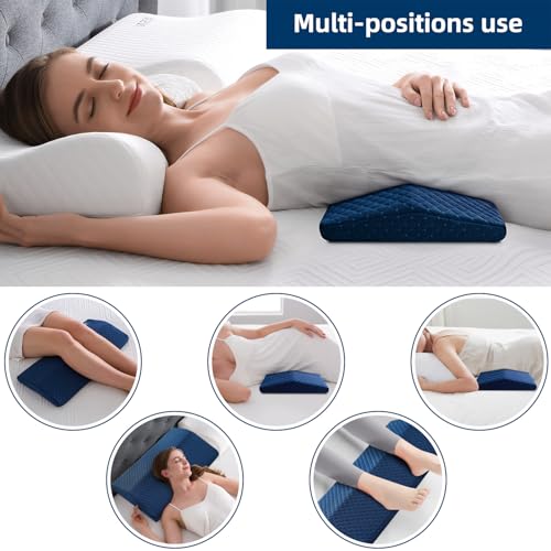NOFFA Lendenkissen Bett, Memory Foam Lendenkissen Schlafen, Rückenkissen Bett, Orthopädisch Stützen die Taille, Rücken, Einstellbare Härte/Höhe, 60X30X6.5cm