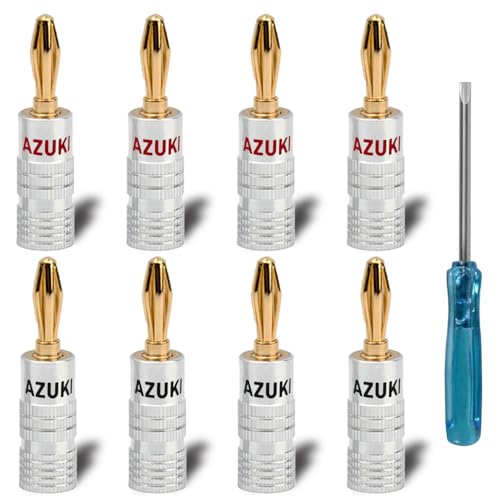 Amazon.co.jp: 24K 金メッキ バナナプラグ 8本セット ドライバー付