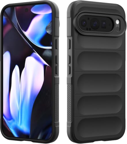 Image of ShieldTech AirGuard Series Back Cover Case for Google Pixel 10 Pro XL | Microfiber Lining | Airbag Cushion Drop Protection | Silicone Cover Case | Anti Slip Grip - Black for Google Pixel 10 Pro XL