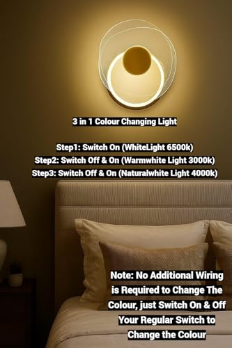 Image of FILLISKA Luxurious Acrylic Crystal Wall Lamp with Adjustable Colour Changing Function, Elegant Finish (Acrylic FrenchGold-B52)(1 Year Warranty)