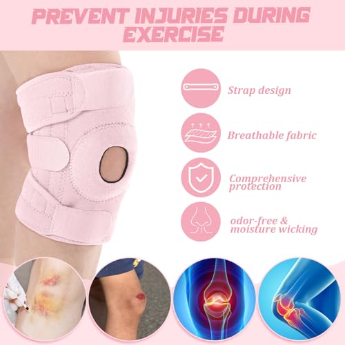 Image of Foilswirl 1 Pcs Kids Knee Brace with Side Stabilizers,Pink | Patella Gel Pad Opening, Adjustable Straps Youth Child Knee Brace Support, Meniscus Tear Sports Running