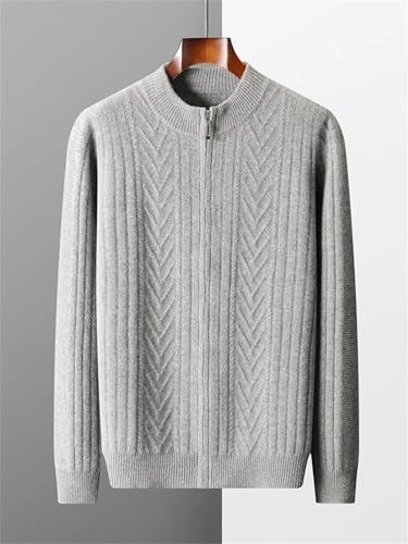 Men's Wool Knit Cardigan Sweater Round Collar Long Sleeve Zipper Fall Winter Large Size Outerwear3